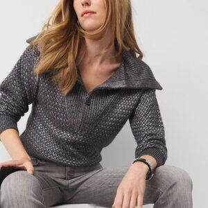 nwt white house black market metallic sweater half zip pullover m